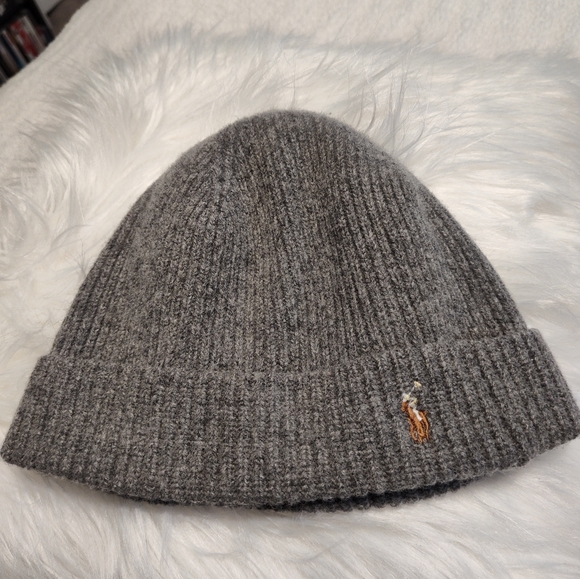 👽 EUC Polo Ralph Lauren Unisex Wool Rib Knit Skull Cap Beanie, Grey, OSFM - Picture 3 of 7